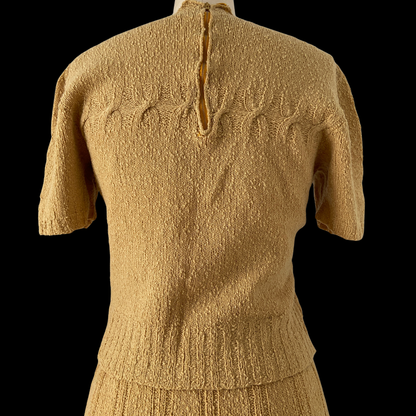 1940s Hand Knit Wool Sweater and Skirt Set
