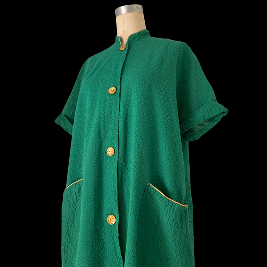 1940s Green Cotton Smock Dress