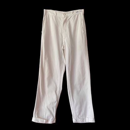 1940s White Cotton Chino Pants