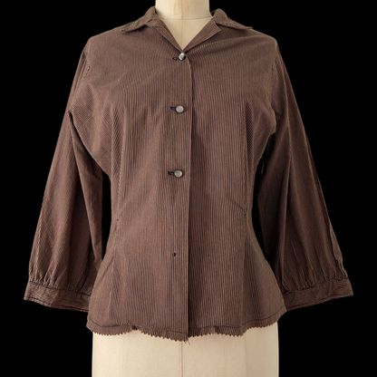 1940s Striped Cotton Buckle-back Top