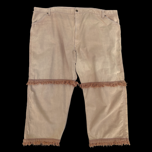 1970s Big Mac Tan Fringe Pants 50 in Waist