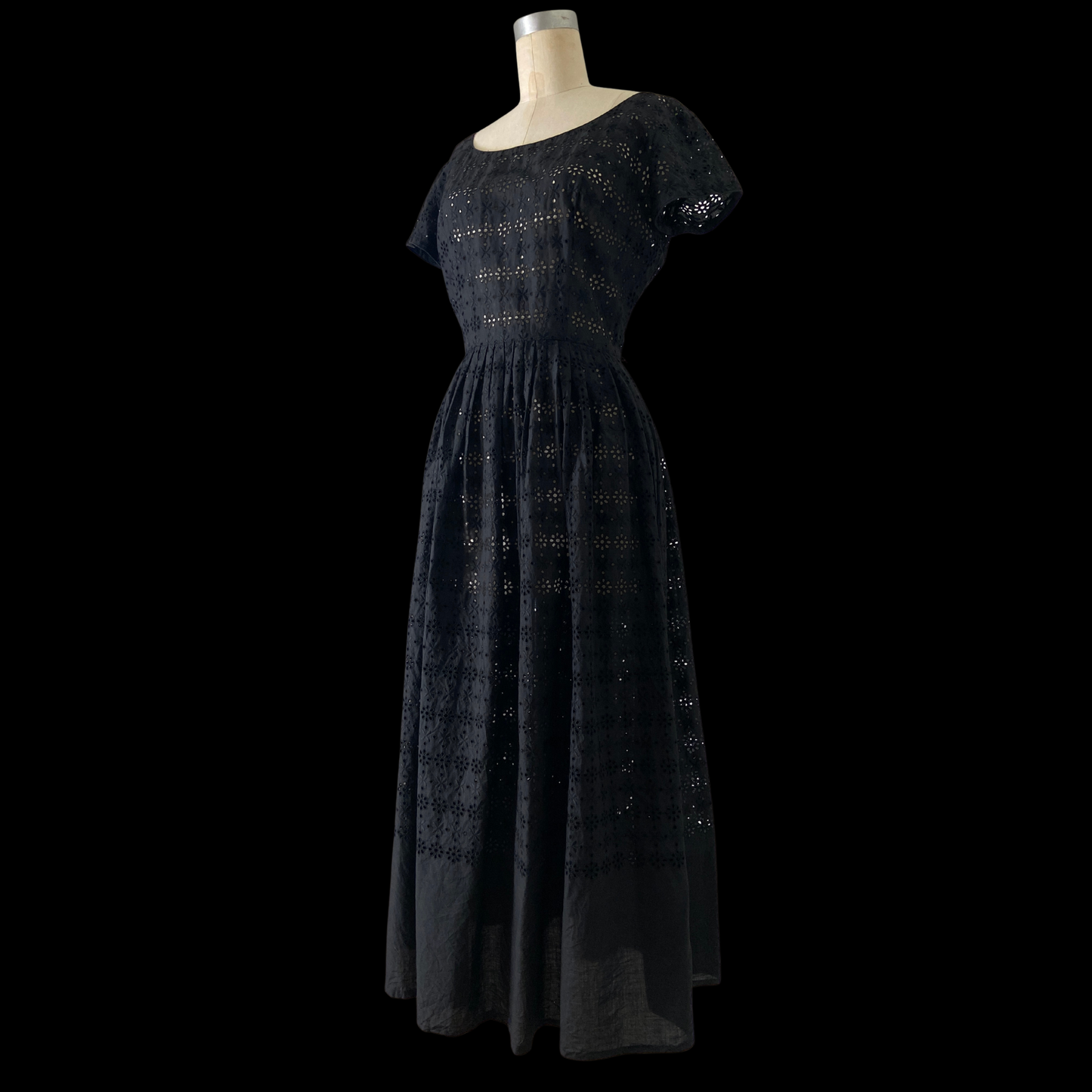 1950s Sheer Cotton Eyelet Dress