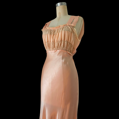 1930s Pink Liquid Satin Slip Dress