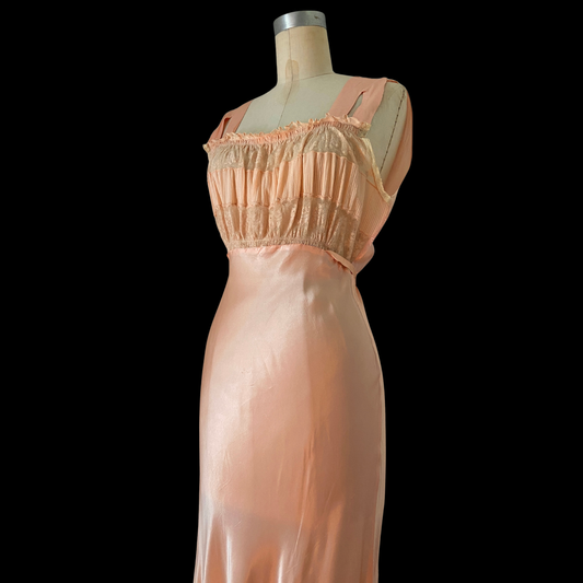 1930s Pink Liquid Satin Slip Dress