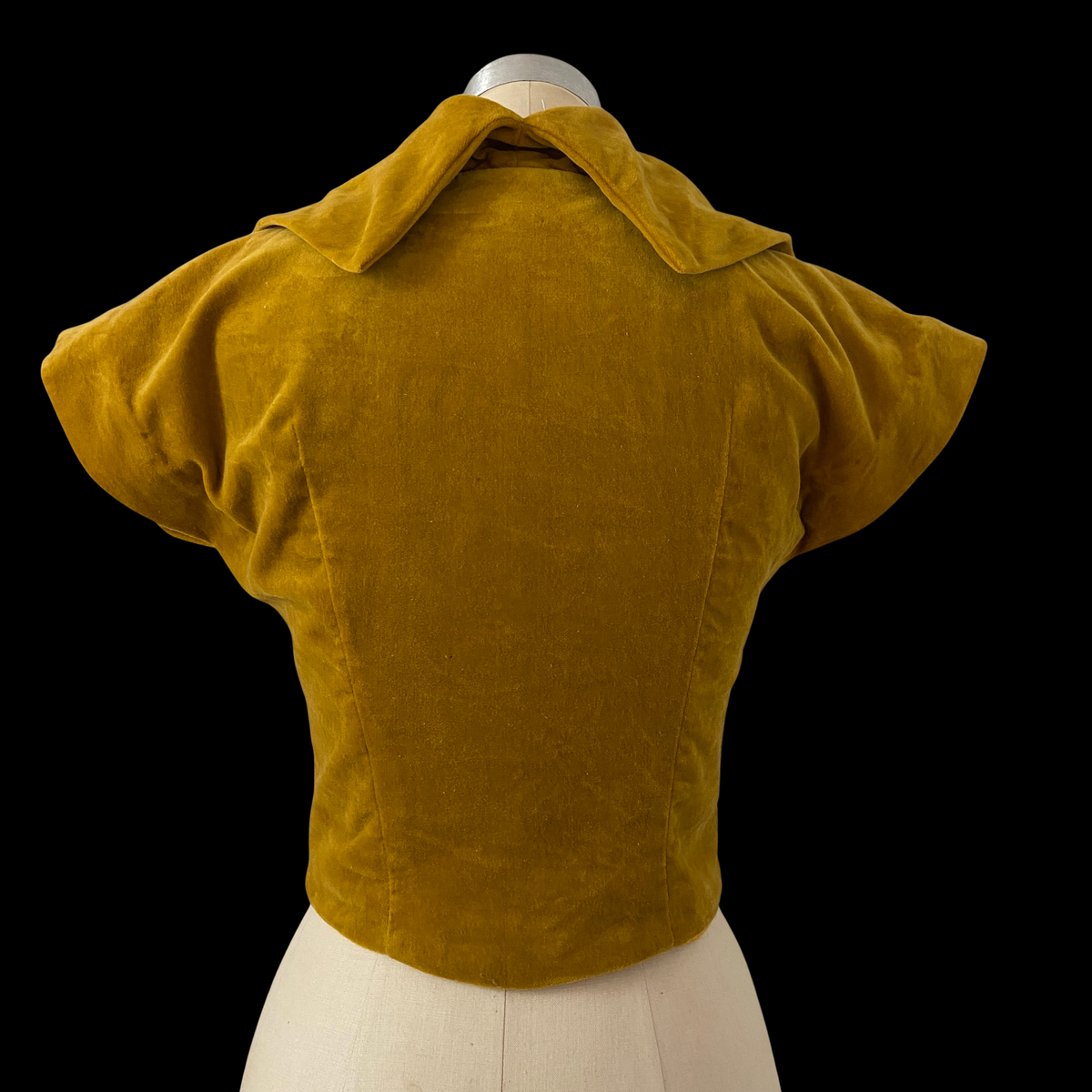 1950s Yellow Velvet Bodice Blouse