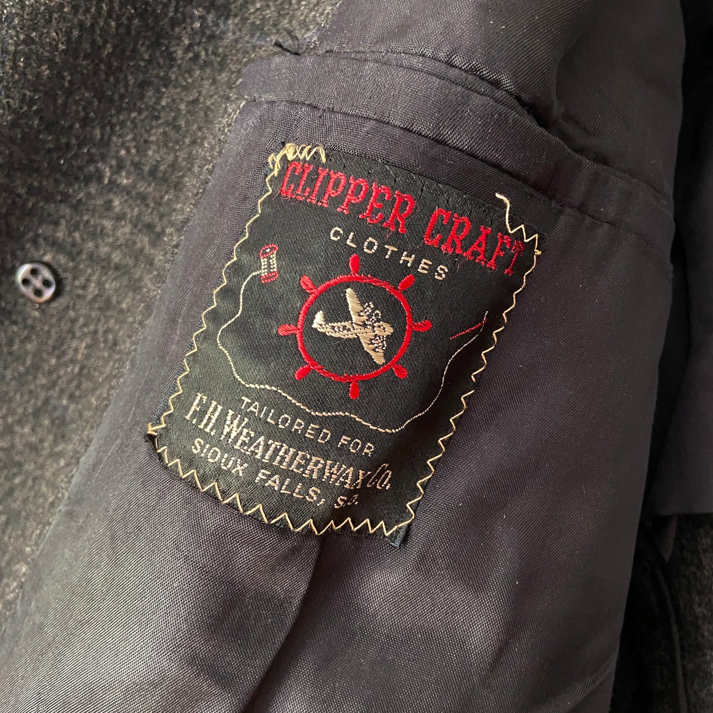 1940s Men's Black Wool Coat Clipper Craft