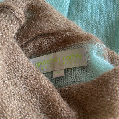 1990s 2000s Hand Knit Mohair Turtleneck Bell Sleeve