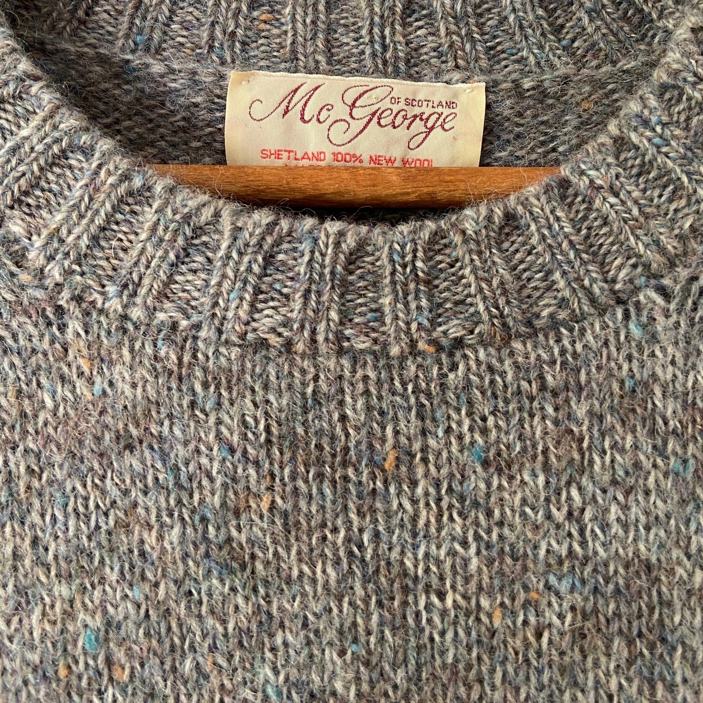 1970s Gray Speckled Shetland Wool Sweater