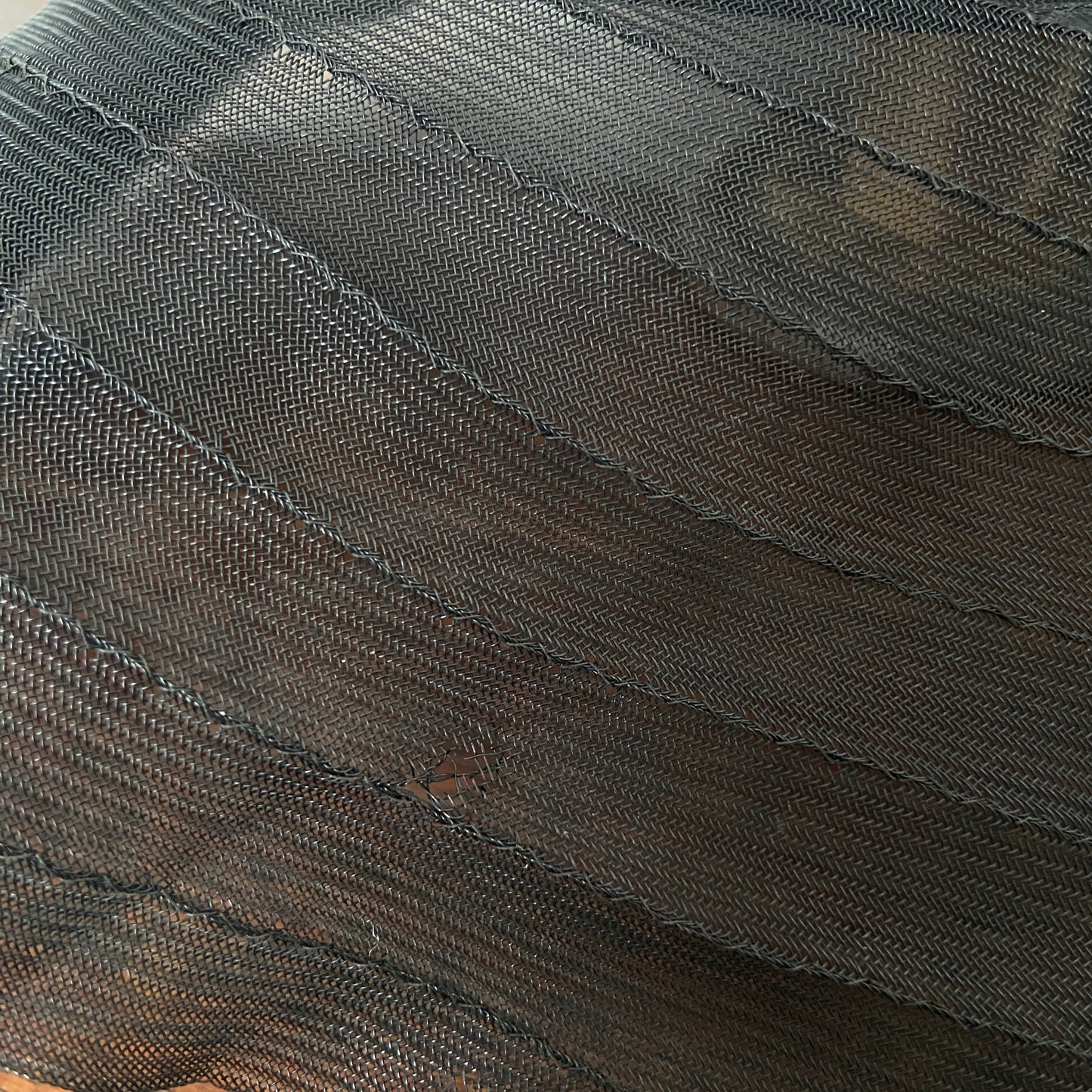 1940s Black Sheer Hat with Velvet Ribbon Bow