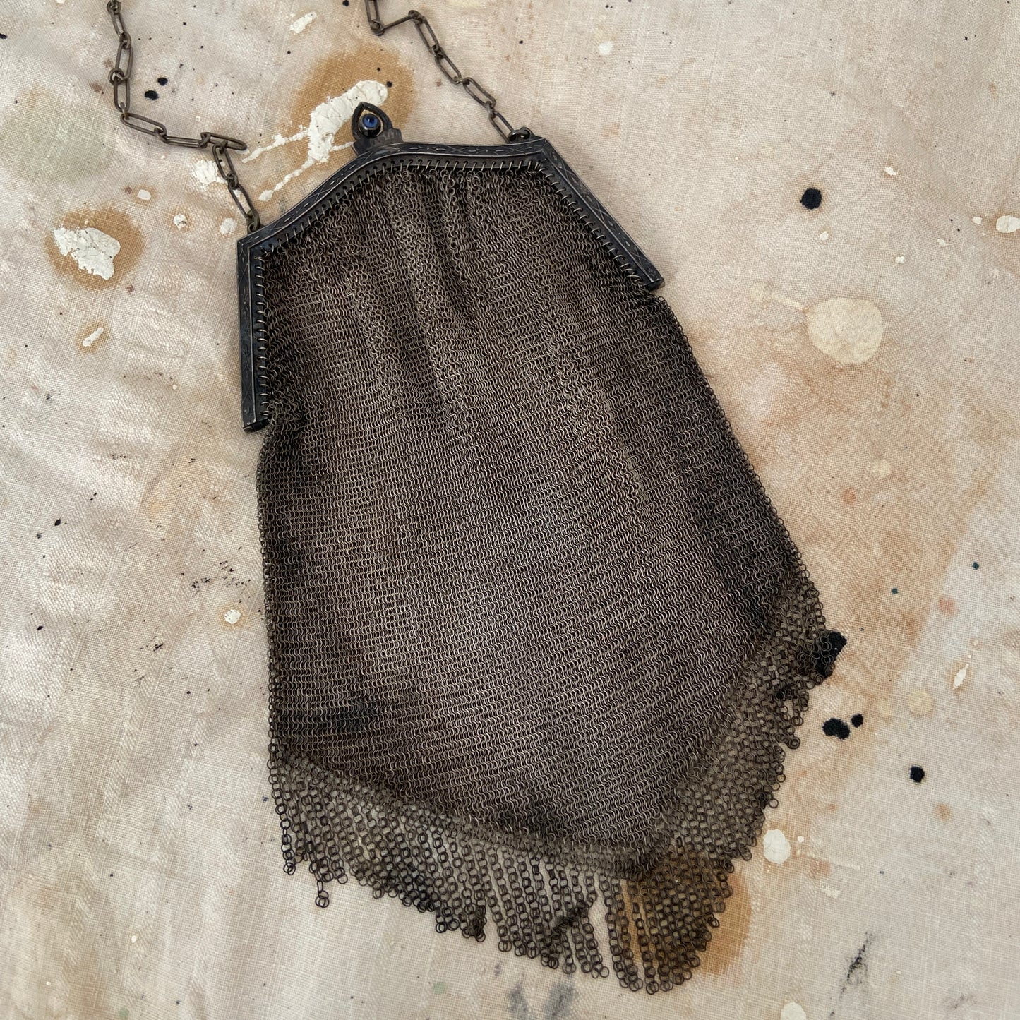 1920s Whiting and Davis Silver Mesh Chain Bag