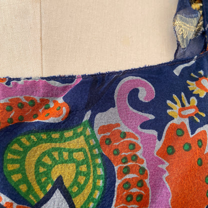 1970s Oscar De La Renta Silk Organza and Lurex Maxi Dress