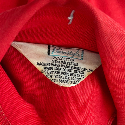 1960s Red Belted Mod Cotton Jacket with O-Ring Zippers