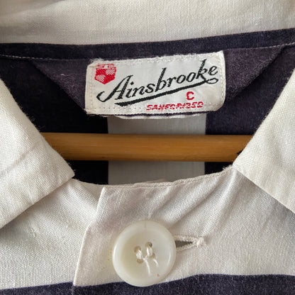 1940s 1950s Black and White Striped Cotton Top Prisoner of Love