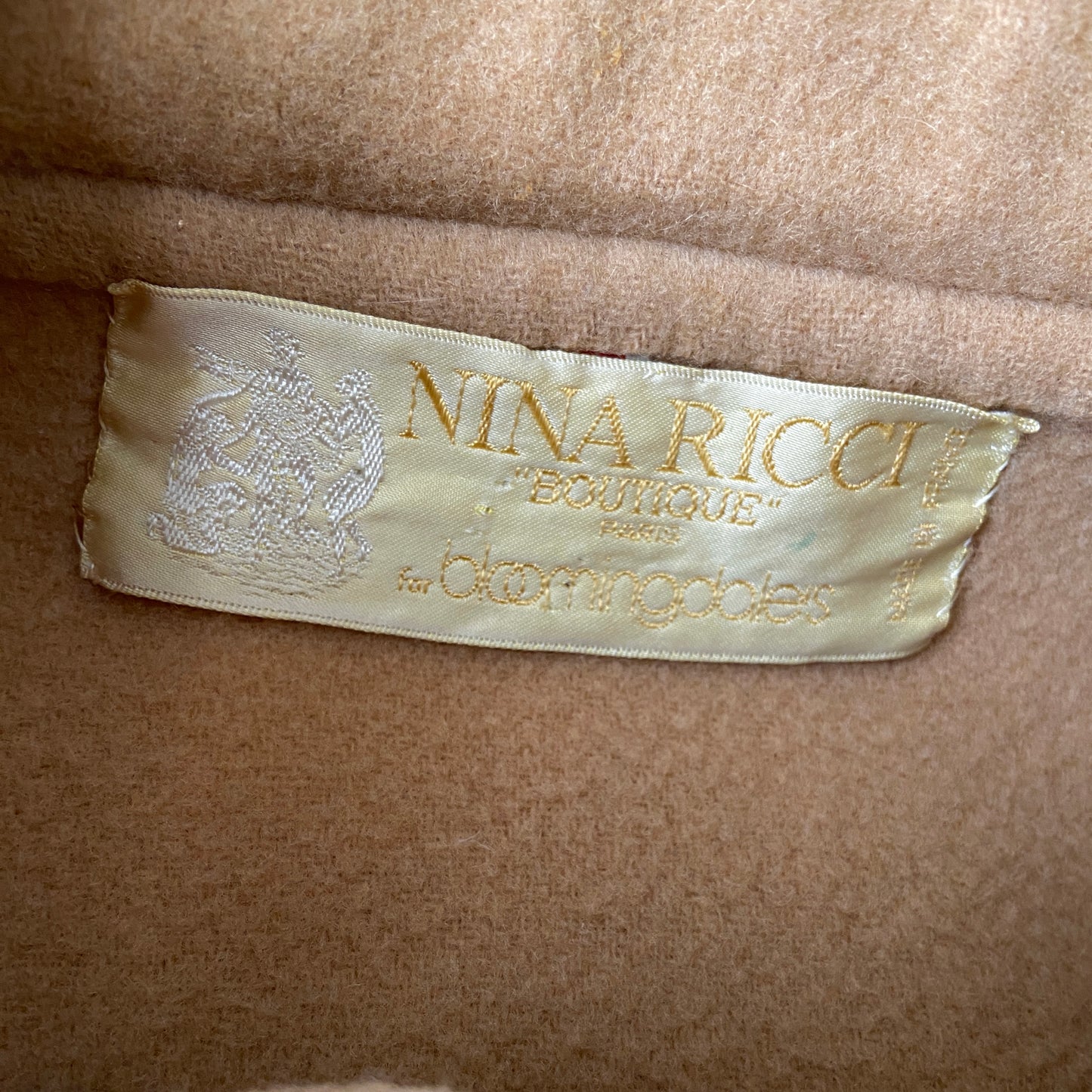 1980s Nina Ricci Tan Double Breasted Wool Peacoat