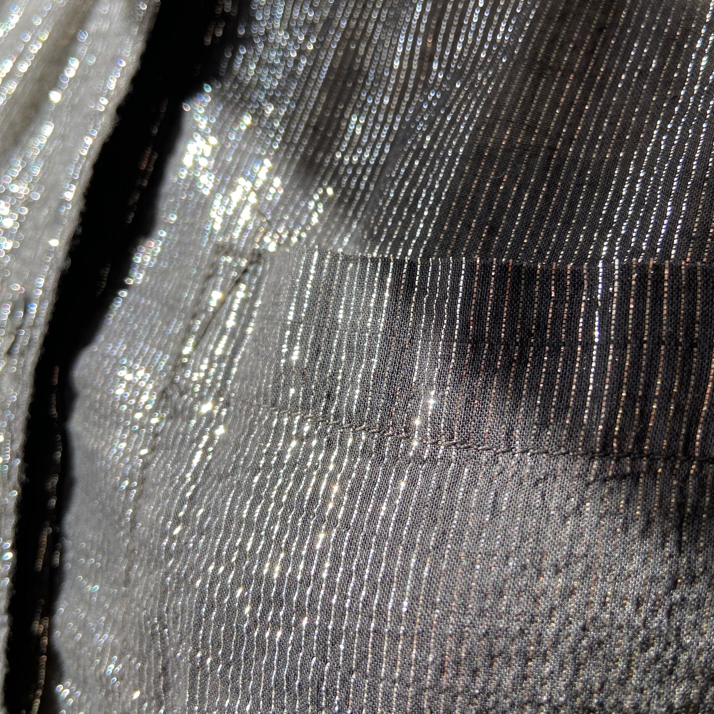 1970s Black Indian Cotton and Lurex Shirt