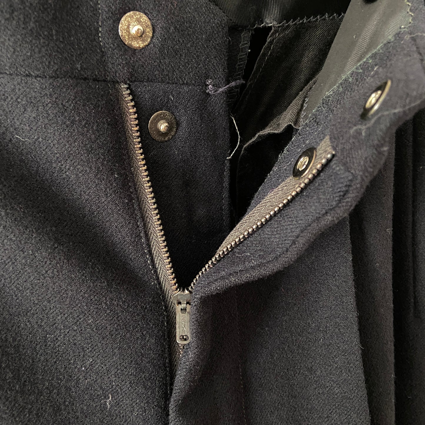 1940s 1950s Black Wool Tuxedo Pants Pleated