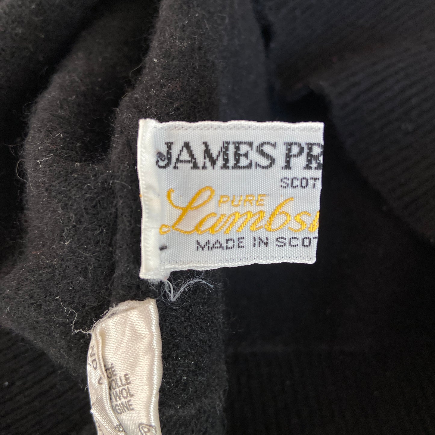 1980s Black Lambswool Cropped Turtleneck Scotland