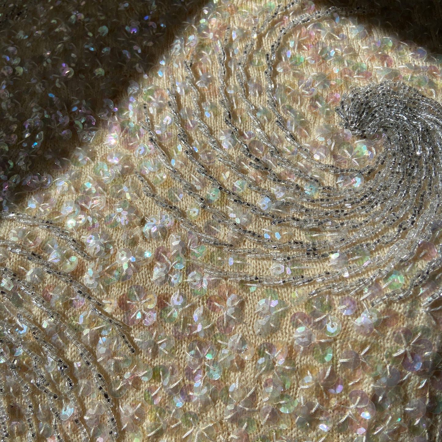 1960s Sequin and Beaded Swirl Wool Top
