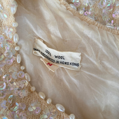 1960s Sequin and Beaded Swirl Wool Top