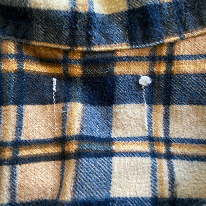 1960s Plaid Cotton Loop Collar Flannel