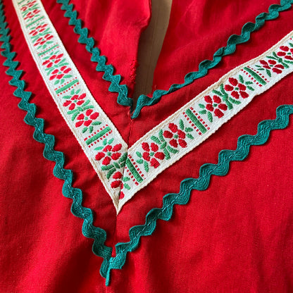 1940s Red Cotton Ric Rac Top