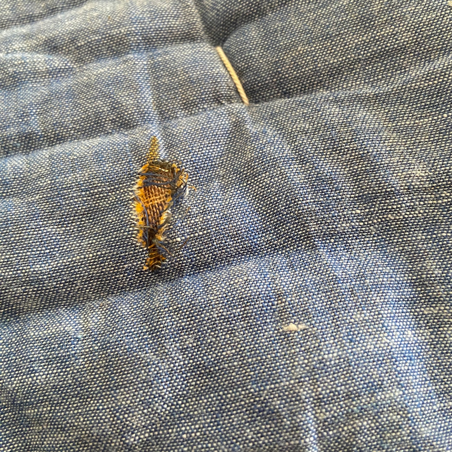 1930s 1940s Blue Floral Print Feed Sack Quilt