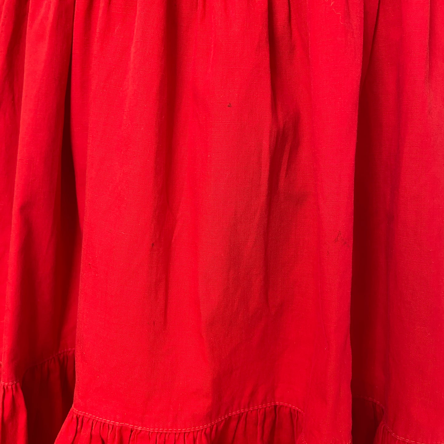 1940s Red Cotton Tiered Circle Skirt