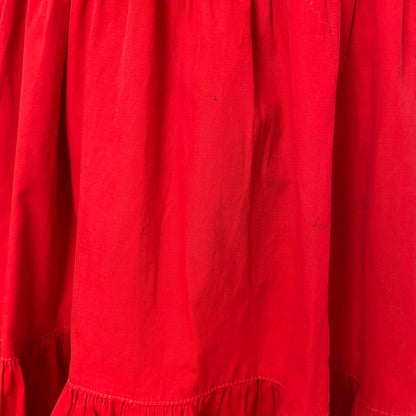 1940s Red Cotton Tiered Circle Skirt