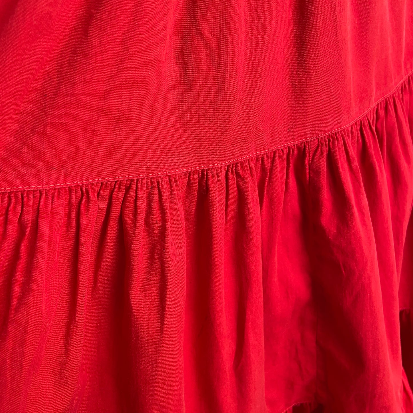 1940s Red Cotton Tiered Circle Skirt