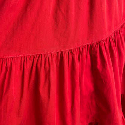 1940s Red Cotton Tiered Circle Skirt