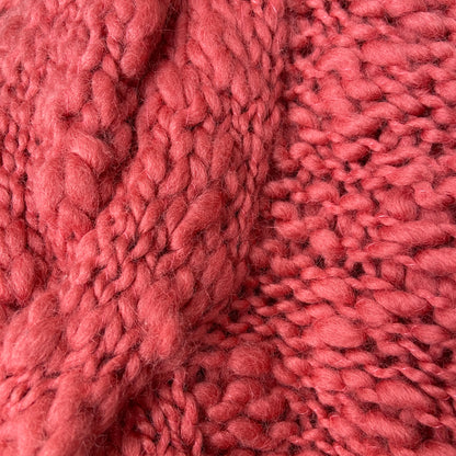 1990s Pink Hand Knit Chunky Wool Sweater