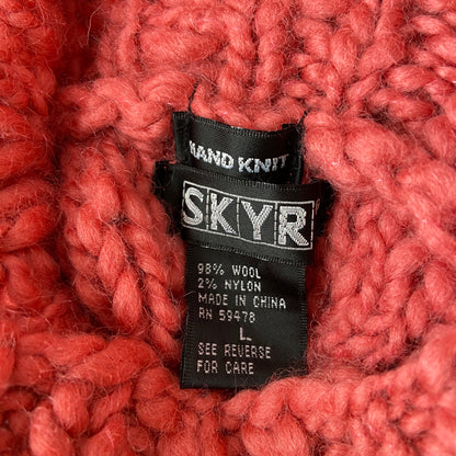 1990s Pink Hand Knit Chunky Wool Sweater