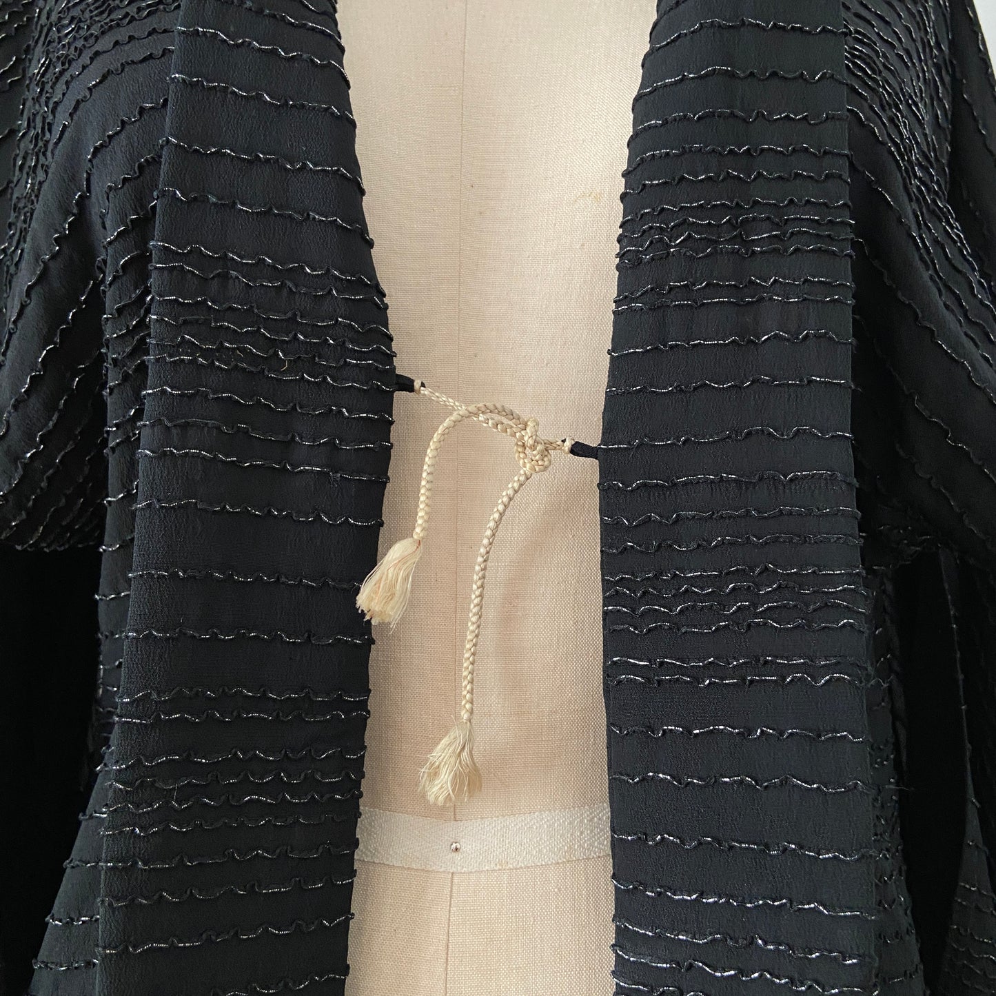 1940s Japanese Haori Black Silk Jacket