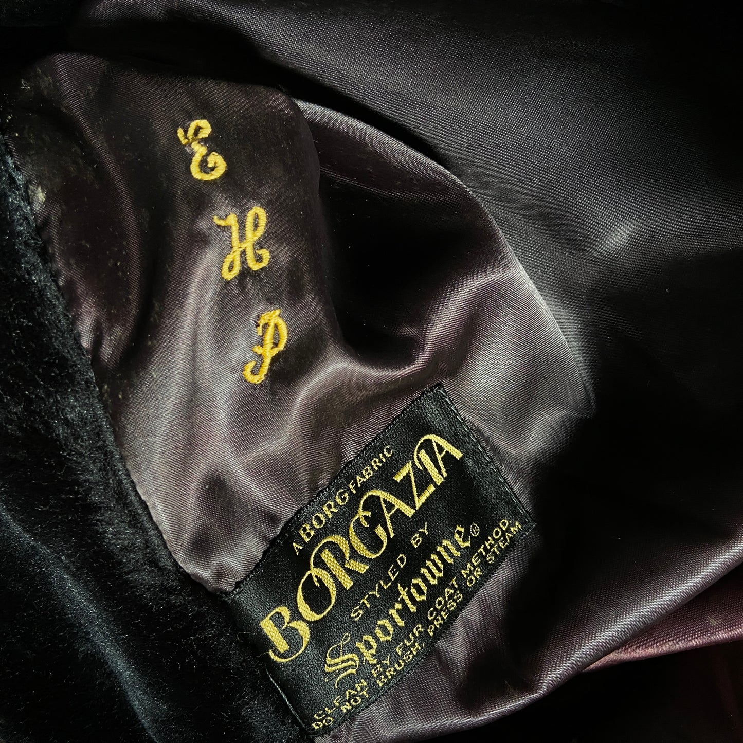 1950s Black Faux Fur Double Breasted Coat