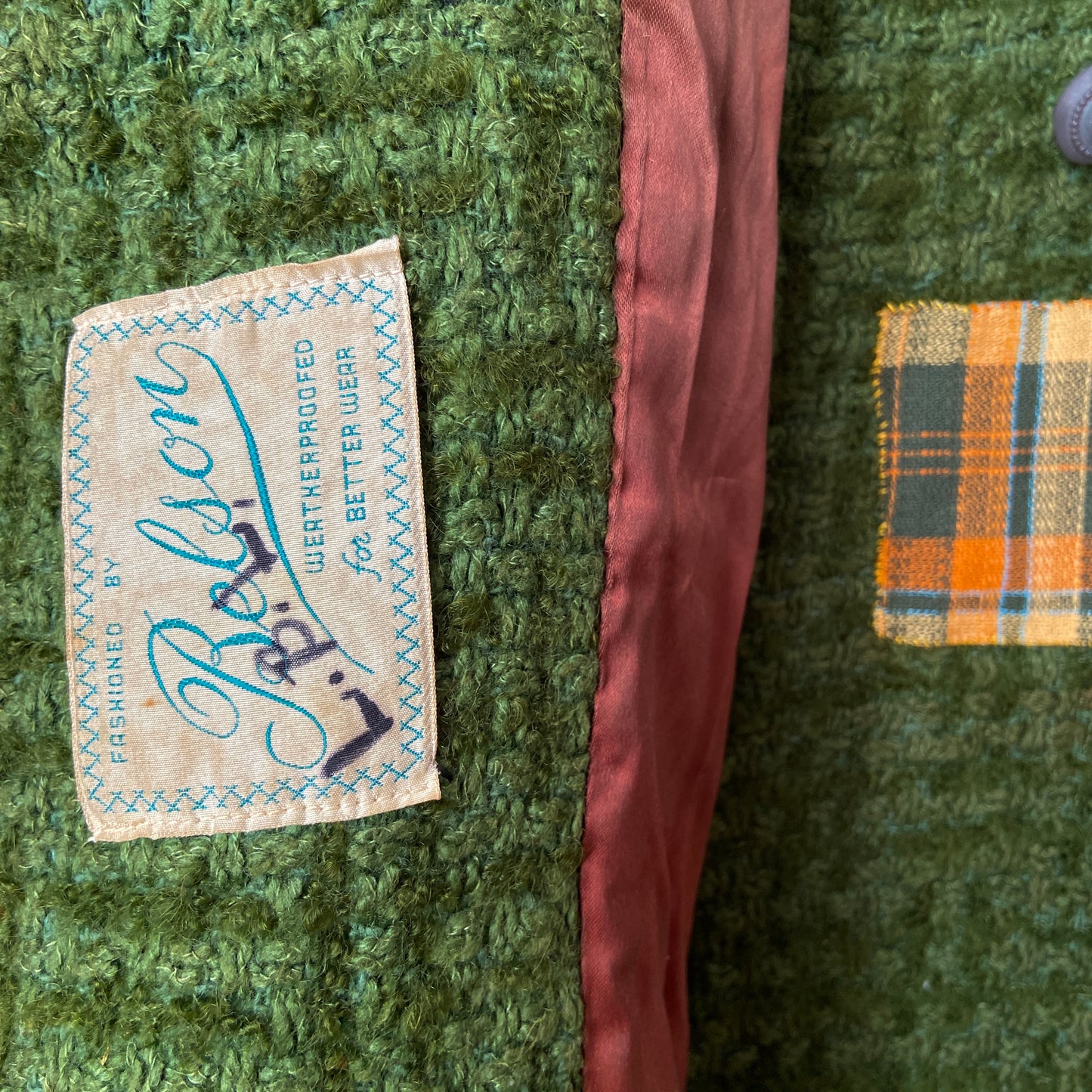 1960s Green Wool Coat with Patches