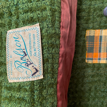 1960s Green Wool Coat with Patches