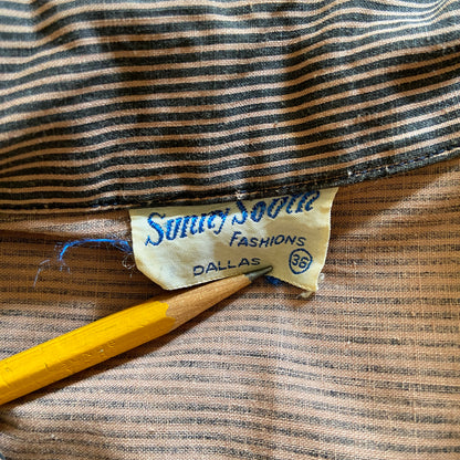 1940s Striped Cotton Buckle-back Top