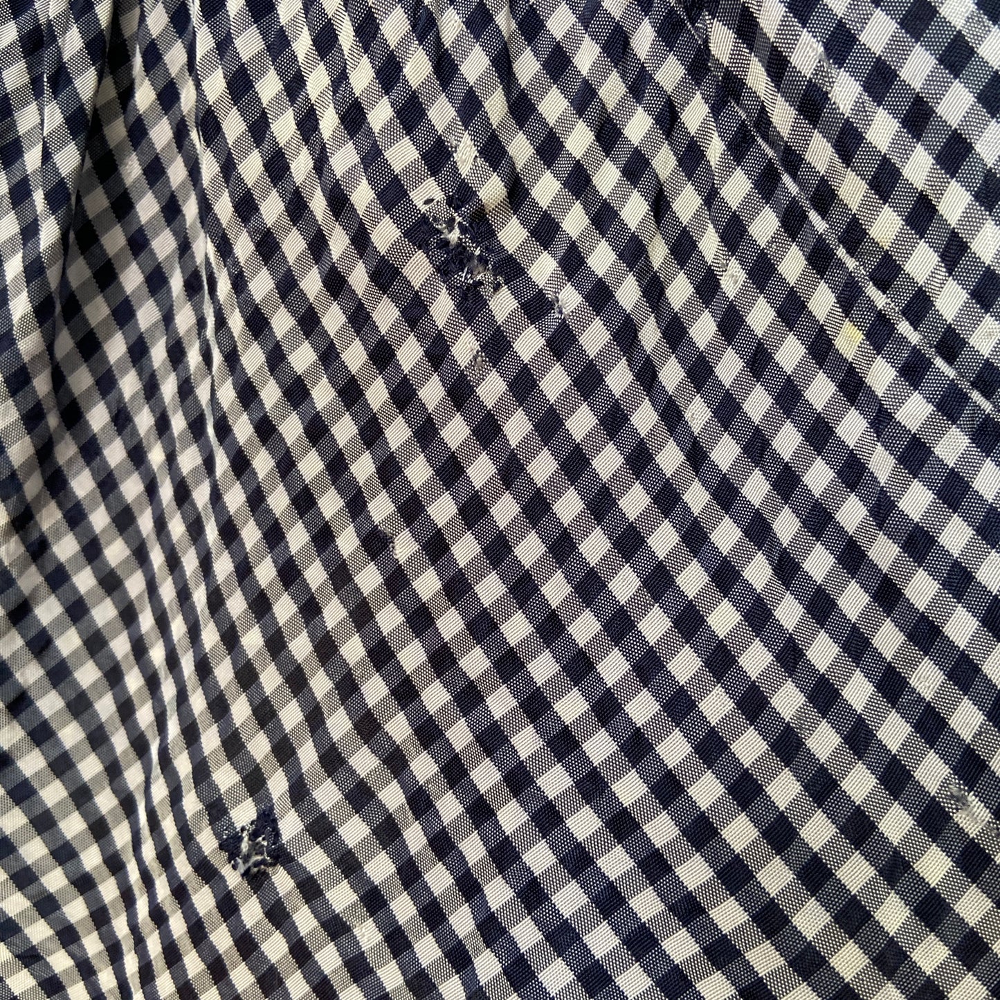 1940s Blue Gingham Rayon Skirt with Patches