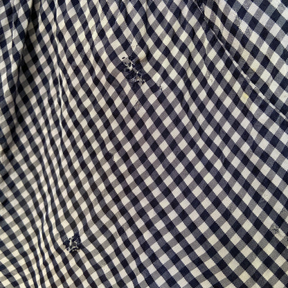 1940s Blue Gingham Rayon Skirt with Patches