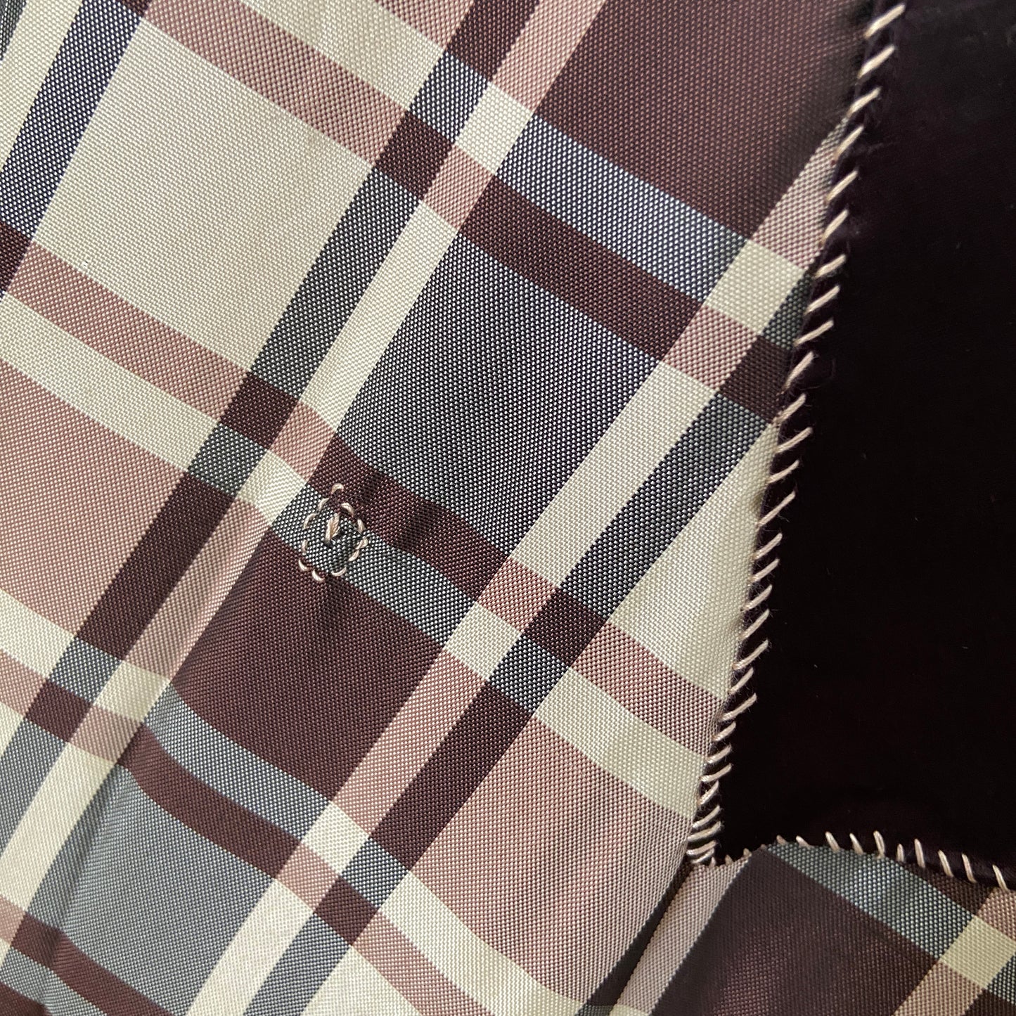 1940s Brown Plaid Rayon Skirt with Patches