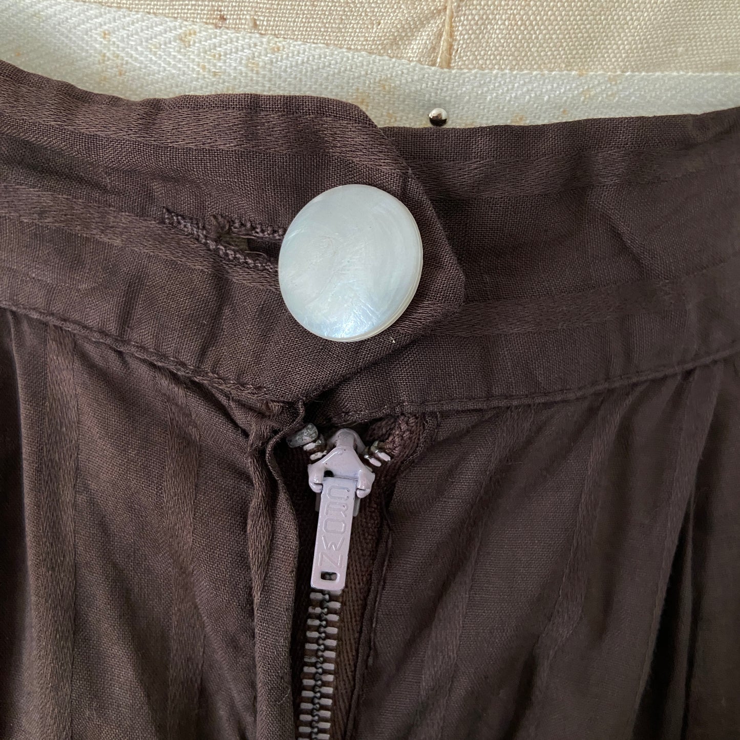 1940s Brown Cotton Skirt and Blouse Set