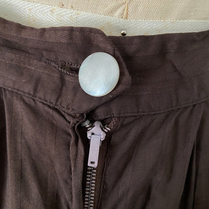 1940s Brown Cotton Skirt and Blouse Set