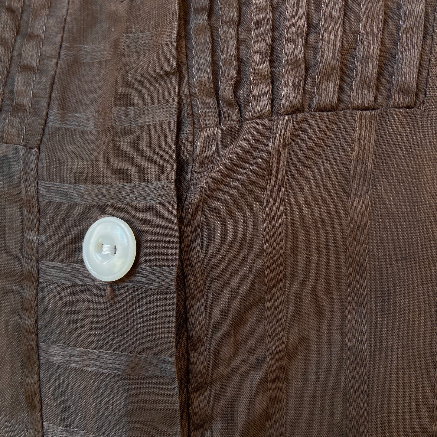 1940s Brown Cotton Skirt and Blouse Set