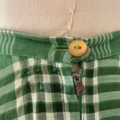 1940s Green Plaid Cotton Circle Skirt