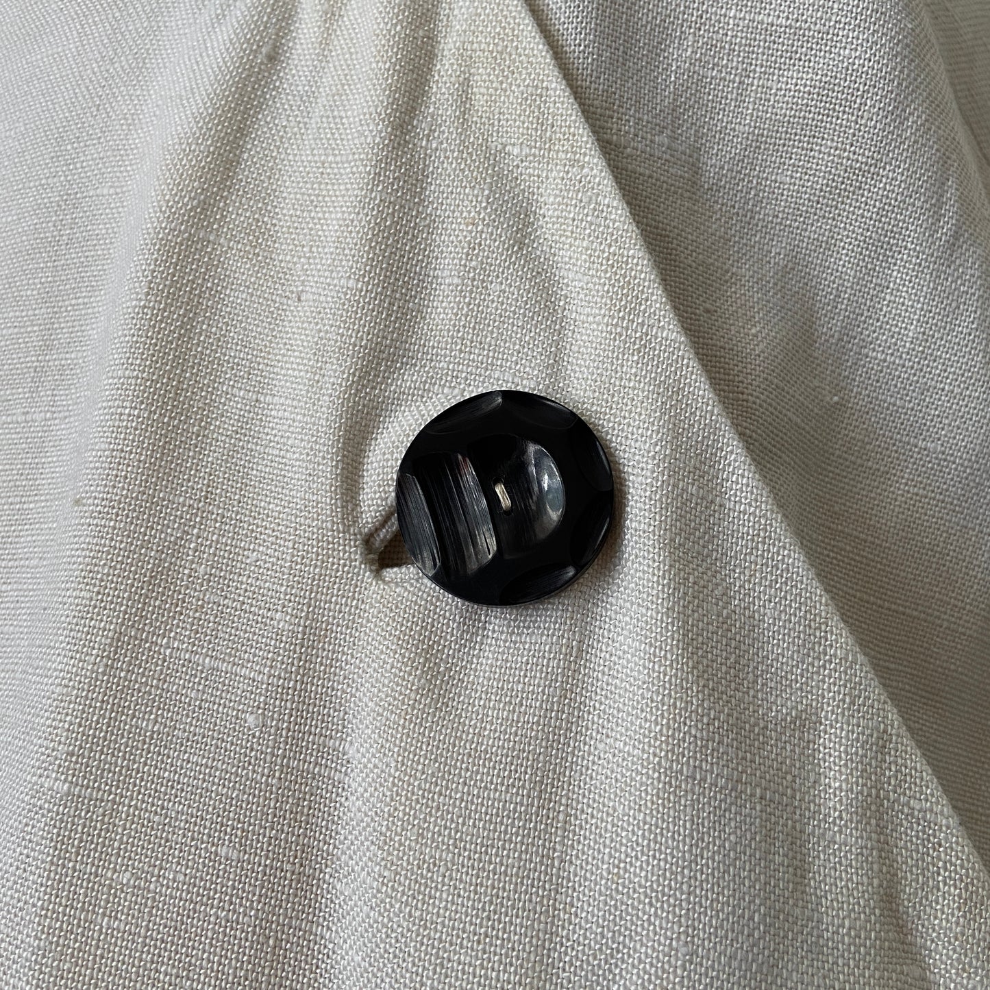 1960s Linen Dress with Asymmetrical Buttons