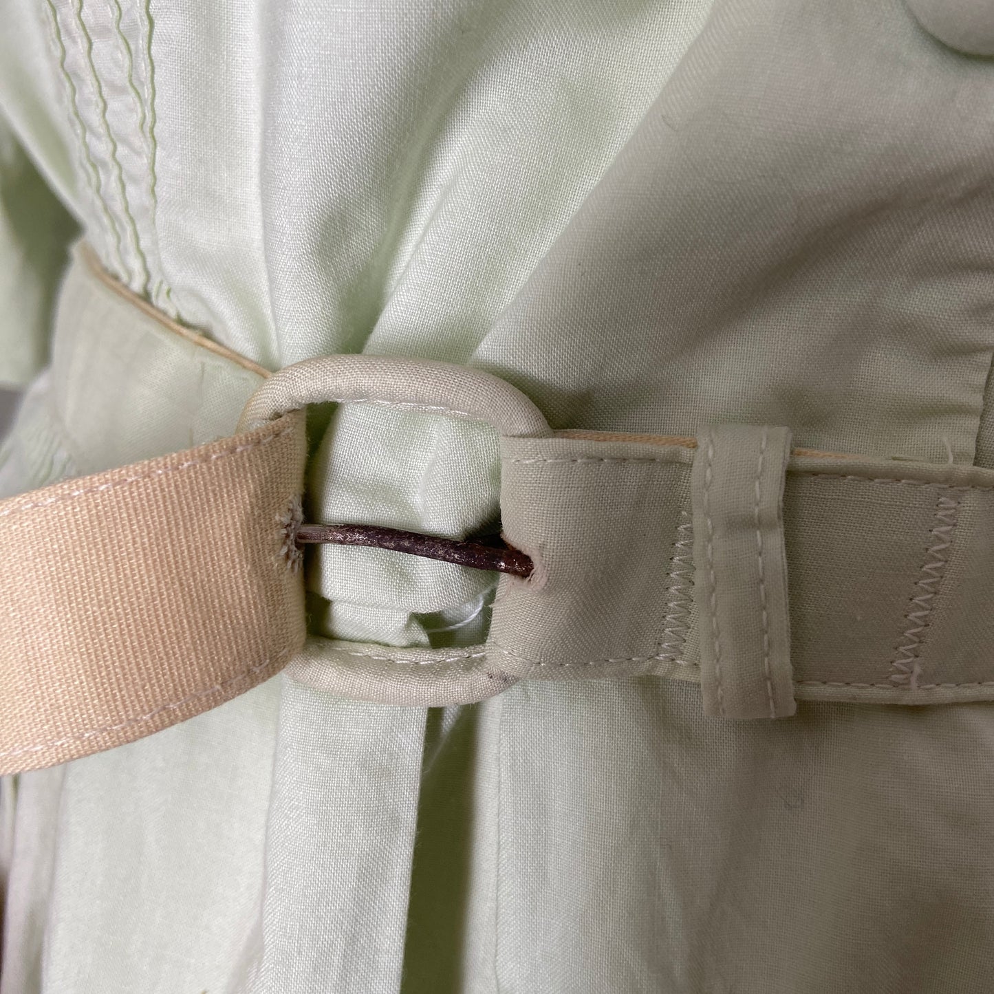 1950s Mint Cotton Shawl Collar Dress