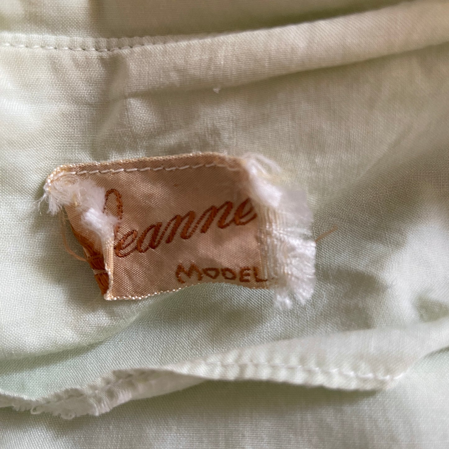 1950s Mint Cotton Shawl Collar Dress