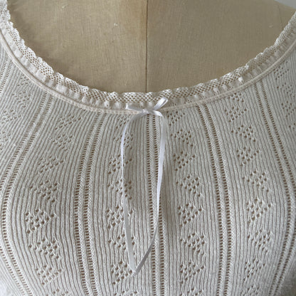 1980s Cotton Pointelle Top