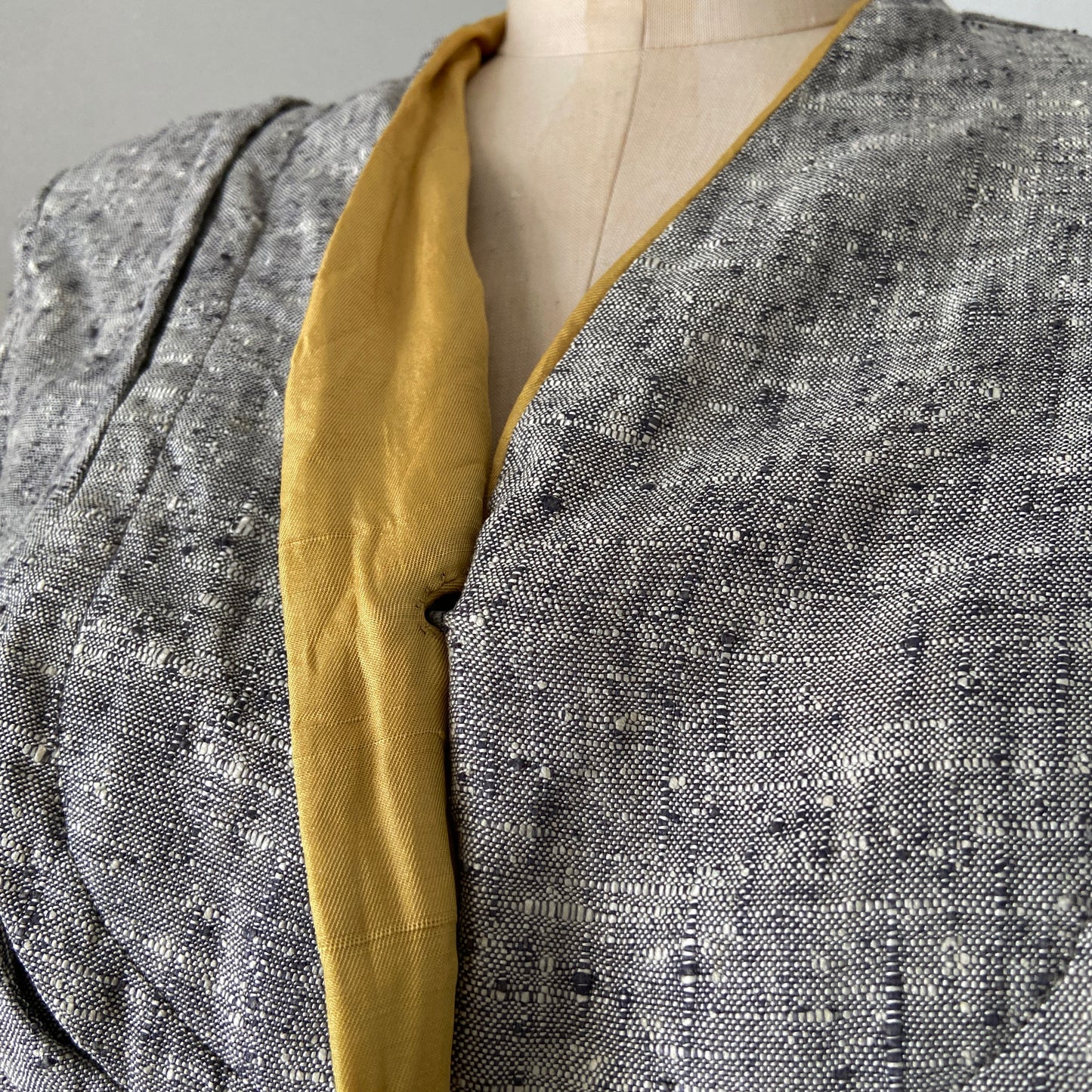 1940s Blue Linen Dress with Cape