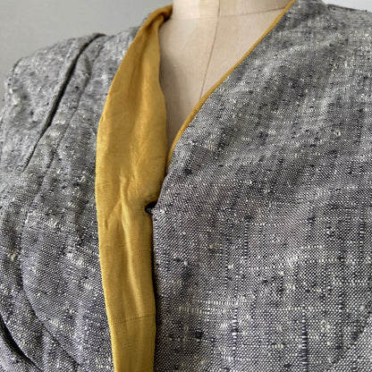1940s Blue Linen Dress with Cape